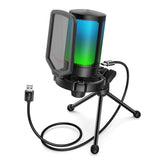 FIFINE USB Condenser Microphone with Stand and Mute Button